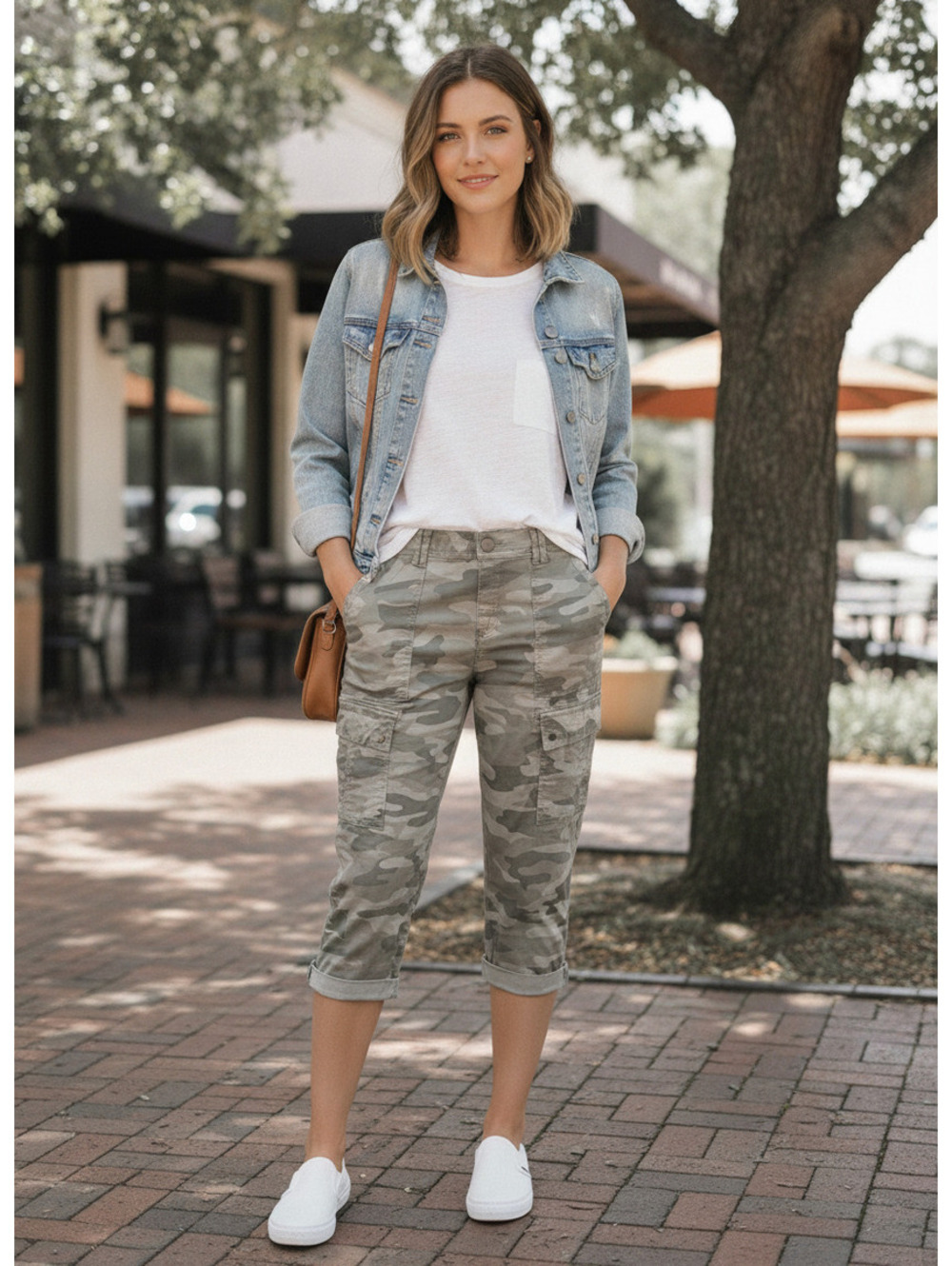 New with Tags Democracy Women's Camo Cargo Capri Pants Size 10 Style BH2027Q8X2